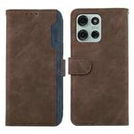 For Motorola Moto G75 5G ABEEL Color Block Magnetic RFID Leather Phone Case(Brown-Blue)