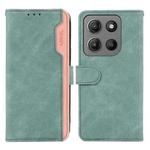 For Motorola Moto G15 4G / G05 ABEEL Color Block Magnetic RFID Leather Phone Case(Cyan-Pink)