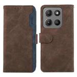 For Motorola Moto G15 4G / G05 ABEEL Color Block Magnetic RFID Leather Phone Case(Brown-Blue)