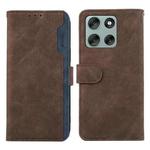 For Motorola Moto G56 5G ABEEL Color Block Magnetic RFID Leather Phone Case(Brown-Blue)