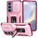 For Samsung Galaxy S24 FE 5G Sliding Camshield Holder Phone Case(Pink + Rose Red)