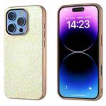 For iPhone 16 Pro Electroplating Frame Colorful Glitter Phone Case(Gold)