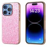 For iPhone 16 Pro Electroplating Frame Colorful Glitter Phone Case(Purple Pink)