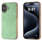 For iPhone 16 Plus Electroplating Frame Colorful Glitter Phone Case(Dark Green)