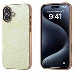 For iPhone 16 Plus Electroplating Frame Colorful Glitter Phone Case(Gold)