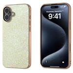 For iPhone 16 Electroplating Frame Colorful Glitter Phone Case(Gold)