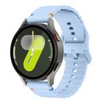 20mm Wave Pattern Stitched Silicone Watch Band(Light Blue)