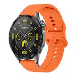 22mm Wave Pattern Stitched Silicone Watch Band(Orange)