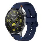 22mm Wave Pattern Stitched Silicone Watch Band(Midnight Blue)