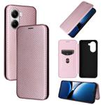 For Xiaomi Poco X7 Pro / Redmi Turbo 4 Carbon Fiber Texture Flip Leather Phone Case(Pink)