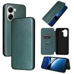 For Xiaomi Poco X7 Pro / Redmi Turbo 4 Carbon Fiber Texture Flip Leather Phone Case(Green)