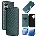 For Xiaomi Poco F7 5G Global Carbon Fiber Texture Flip Leather Phone Case(Green)