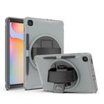 For Samsung Galaxy Tab S6 Lite 360 Degree Rotation PC+TPU Protective Cover with Holder & Hand Strap & Pen Slot(Gray)