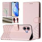 For iPhone 16 Plus Honeycomb Embossing RFID Leather Phone Case(Pink)