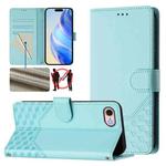 For iPhone SE 2022 / 2020 / 8 / 7 Honeycomb Embossing RFID Leather Phone Case(Mint Green)
