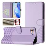 For iPhone SE 2022 / 2020 / 8 / 7 Honeycomb Embossing RFID Leather Phone Case(Light Purple)