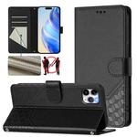 For iPhone 11 Pro Max Honeycomb Embossing RFID Leather Phone Case(Black)