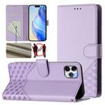 For iPhone 11 Pro Max Honeycomb Embossing RFID Leather Phone Case(Light Purple)