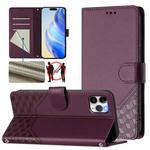 For iPhone 11 Pro Max Honeycomb Embossing RFID Leather Phone Case(Violet)