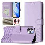 For iPhone 11 Pro Honeycomb Embossing RFID Leather Phone Case(Light Purple)