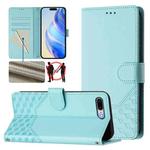 For iPhone 8 Plus / 7 Plus Honeycomb Embossing RFID Leather Phone Case(Mint Green)