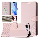 For iPhone 8 Plus / 7 Plus Honeycomb Embossing RFID Leather Phone Case(Pink)