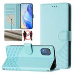 For Nokia C02 Honeycomb Embossing RFID Leather Phone Case(Mint Green)