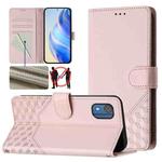 For Nokia C02 Honeycomb Embossing RFID Leather Phone Case(Pink)