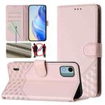 For Nokia C12 Honeycomb Embossing RFID Leather Phone Case(Pink)