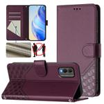 For Nokia C32 Honeycomb Embossing RFID Leather Phone Case(Violet)