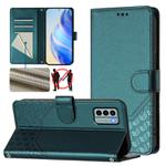 For Nokia G22 Honeycomb Embossing RFID Leather Phone Case(Peacock Green)