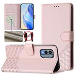 For Nokia X30 5G Honeycomb Embossing RFID Leather Phone Case(Pink)