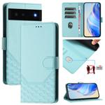 For Google Pixel 6 Honeycomb Embossing RFID Leather Phone Case(Mint Green)