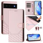 For Google Pixel 6 Honeycomb Embossing RFID Leather Phone Case(Pink)