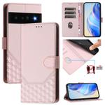 For Google Pixel 6 Pro Honeycomb Embossing RFID Leather Phone Case(Pink)