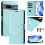 For Google Pixel 7 Honeycomb Embossing RFID Leather Phone Case(Mint Green)