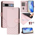 For Google Pixel 7a Honeycomb Embossing RFID Leather Phone Case(Pink)