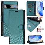 For Google Pixel 7a Honeycomb Embossing RFID Leather Phone Case(Peacock Green)