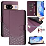 For Google Pixel 8 Honeycomb Embossing RFID Leather Phone Case(Violet)