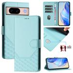 For Google Pixel 8a Honeycomb Embossing RFID Leather Phone Case(Mint Green)