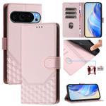 For Google Pixel 9 Pro XL Honeycomb Embossing RFID Leather Phone Case(Pink)