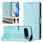 For Google Pixel 10 5G / 10 Pro 5G Global Honeycomb Embossing RFID Leather Phone Case(Mint Green)