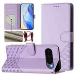 For Google Pixel 10 5G / 10 Pro 5G Global Honeycomb Embossing RFID Leather Phone Case(Light Purple)