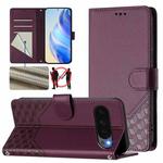 For Google Pixel 10 5G / 10 Pro 5G Global Honeycomb Embossing RFID Leather Phone Case(Violet)