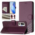 For HTC U24 Pro Honeycomb Embossing RFID Leather Phone Case(Violet)