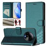 For BLU Bold K50 Honeycomb Embossing RFID Leather Phone Case(Peacock Green)