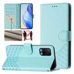 For BLU View 5 Pro Honeycomb Embossing RFID Leather Phone Case(Mint Green)