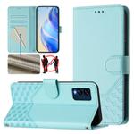 For BLU View Speed Honeycomb Embossing RFID Leather Phone Case(Mint Green)