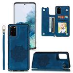 For Samsung Galaxy S20 Mandala Embossed PU + TPU Case with Holder & Card Slots & Photo Frame & Strap(Blue)