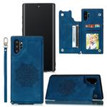 For Samsung Galaxy Note 10 Plus Mandala Embossed PU + TPU Case with Holder & Card Slots & Photo Frame & Strap(Blue)
